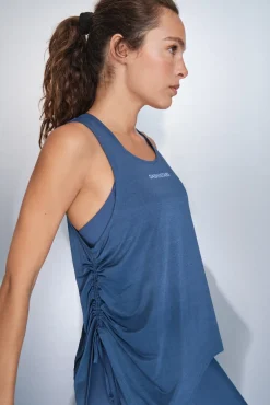 Camiseta halter asimétrica azul