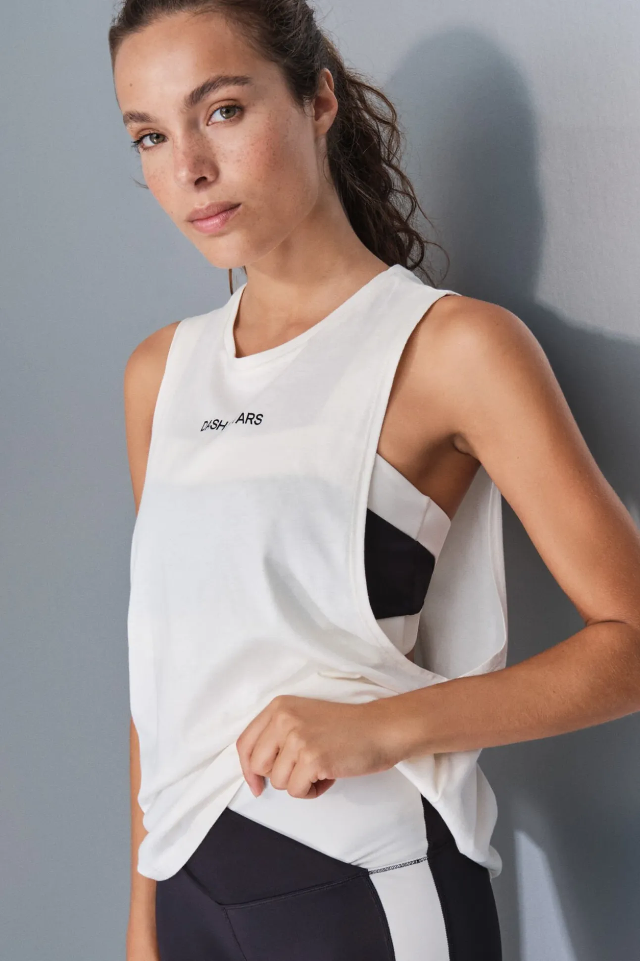 Camiseta halter sin mangas algodón blanca