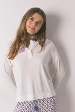 Camiseta holgada manga larga blanco