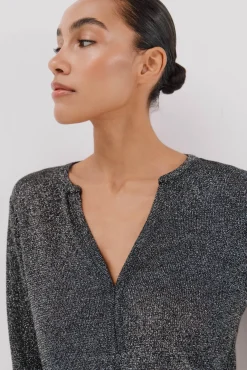 Camiseta lurex cuello mao