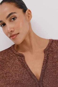 Camiseta lurex cuello mao