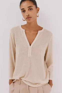 Camiseta lurex cuello mao