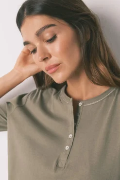 Camiseta manga ¾ 100% algodón kaki