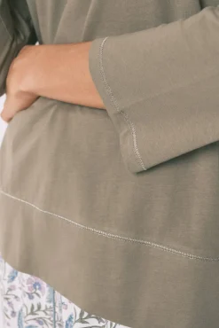 Camiseta manga ¾ 100% algodón kaki