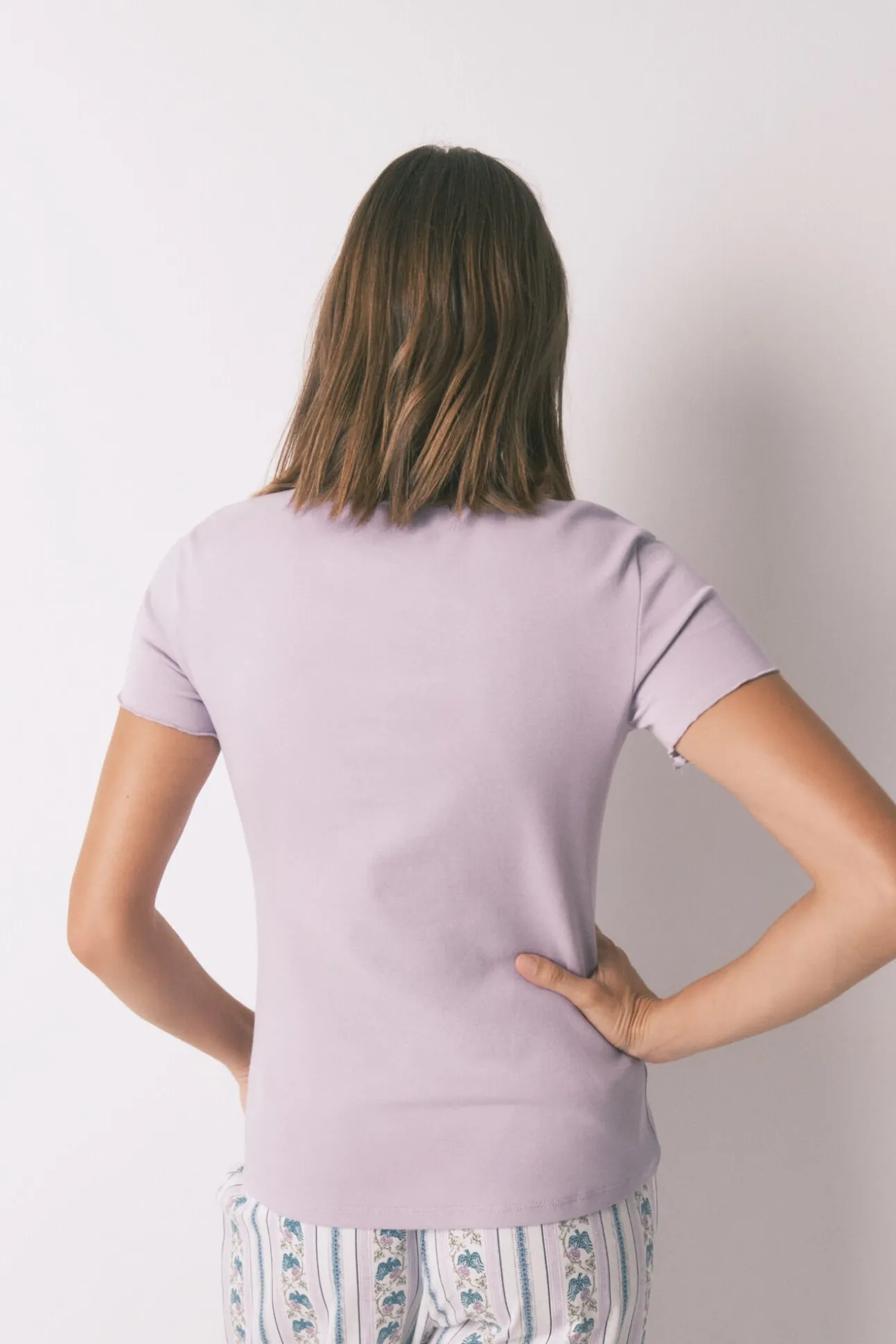 Camiseta manga corta algodón lila