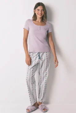 Camiseta manga corta algodón lila