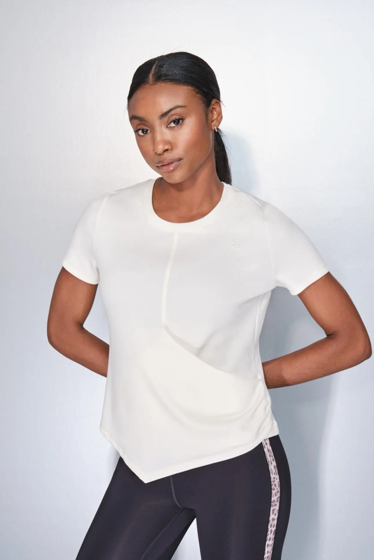 Camiseta manga corta blanco drapeado