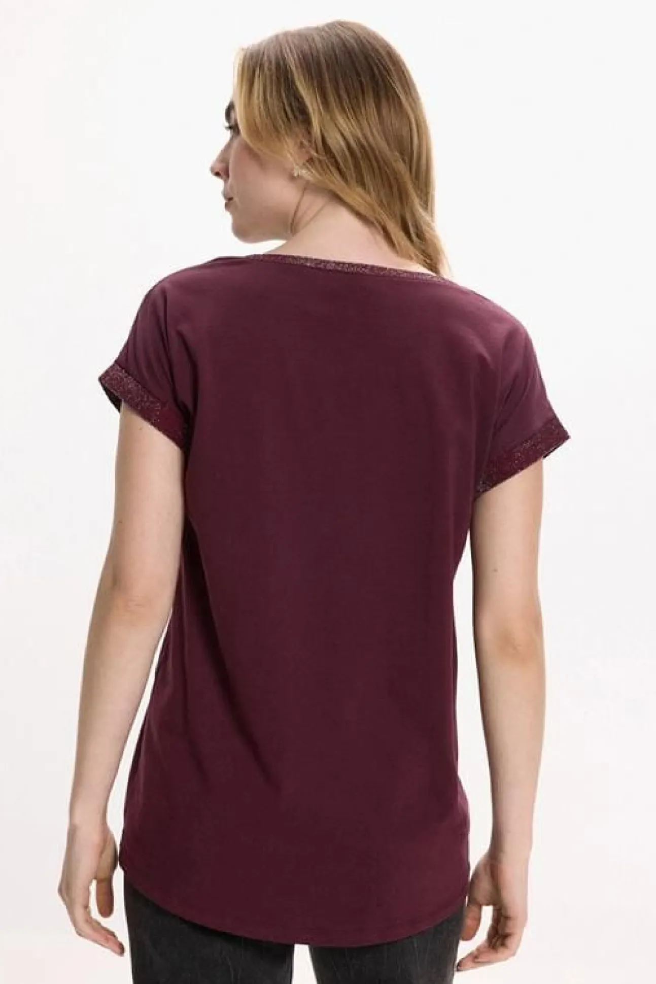 Camiseta manga corta con glitter de algodón orgánico