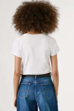 Camiseta manga corta con logo frontal con motivos florales