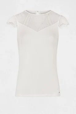 Camiseta manga corta con encaje