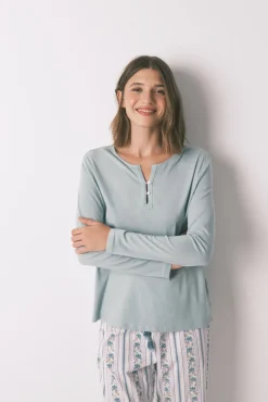 Camiseta manga larga 100% algodón verde