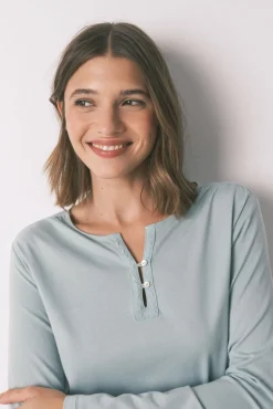 Camiseta manga larga 100% algodón verde