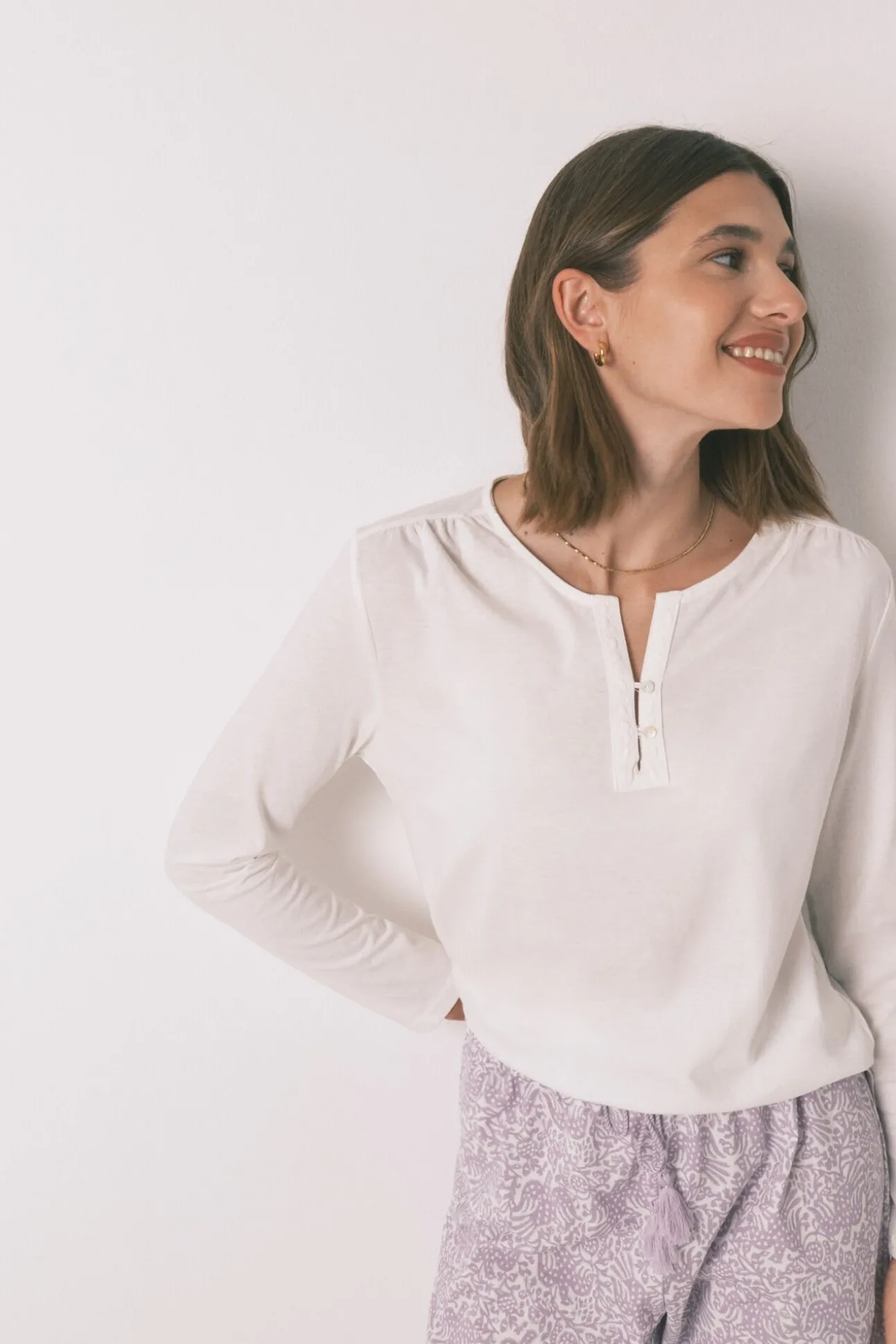 Camiseta manga larga 100% algodón blanco