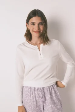 Camiseta manga larga 100% algodón blanco