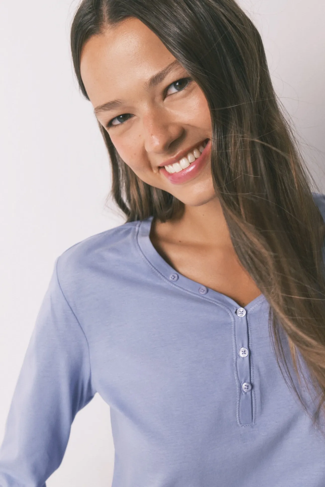 Camiseta manga larga algodón perchado lila