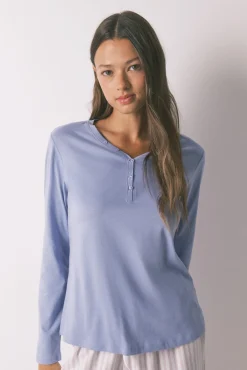 Camiseta manga larga algodón perchado lila