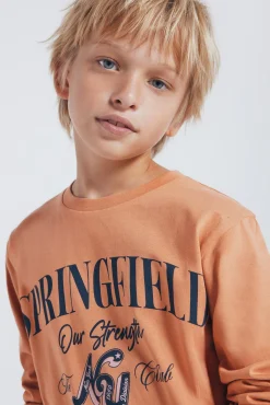 Camiseta manga larga naranja sprinfield niño