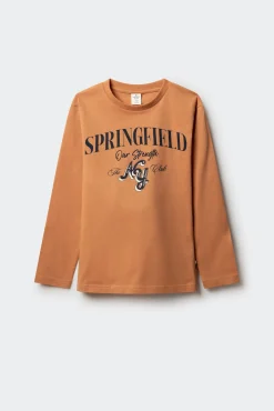 Camiseta manga larga naranja sprinfield niño