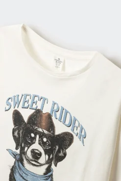 Camiseta manga larga perro niña