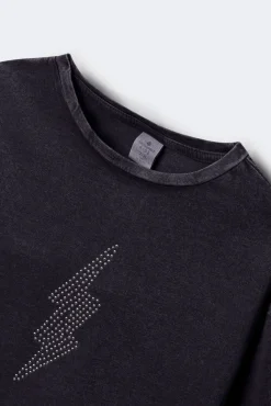 Camiseta manga larga rayo diamantes niña