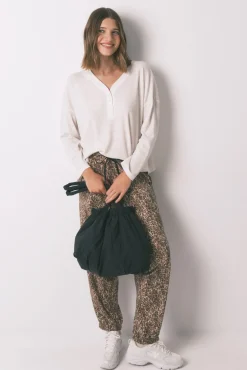 Camiseta manga larga waffle marfil