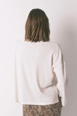 Camiseta manga larga waffle marfil