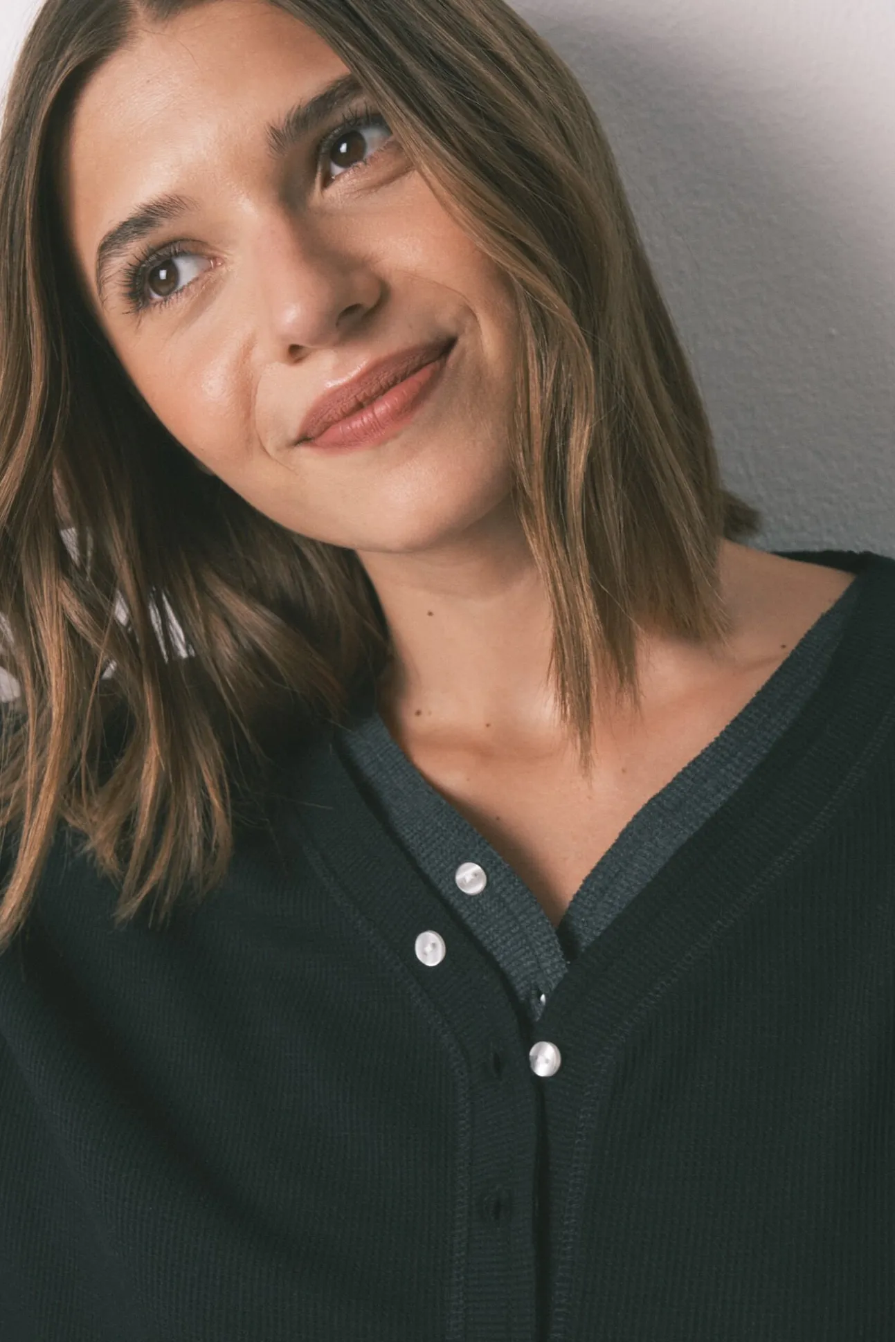 Camiseta manga larga waffle negro