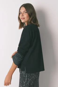 Camiseta manga larga waffle negro