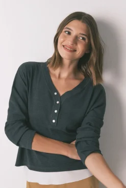 Camiseta manga larga waffle gris