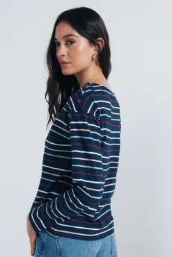 Camiseta rayas botones hombro