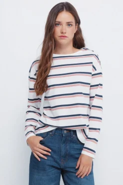 Camiseta rayas botones hombro