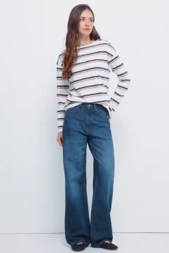 Camiseta rayas botones hombro