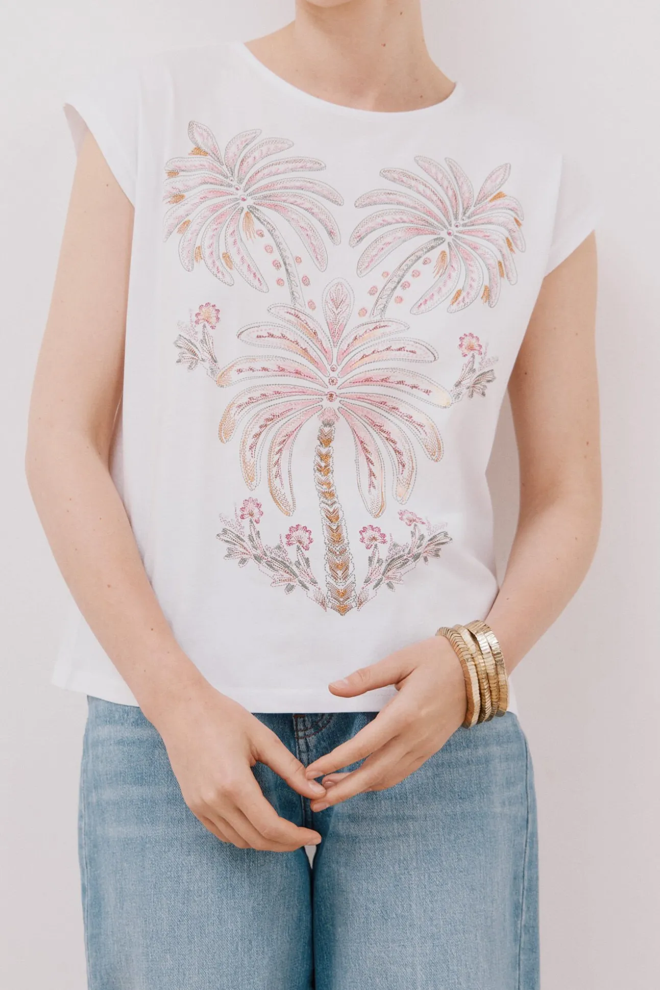 Camiseta sin mangas estampada