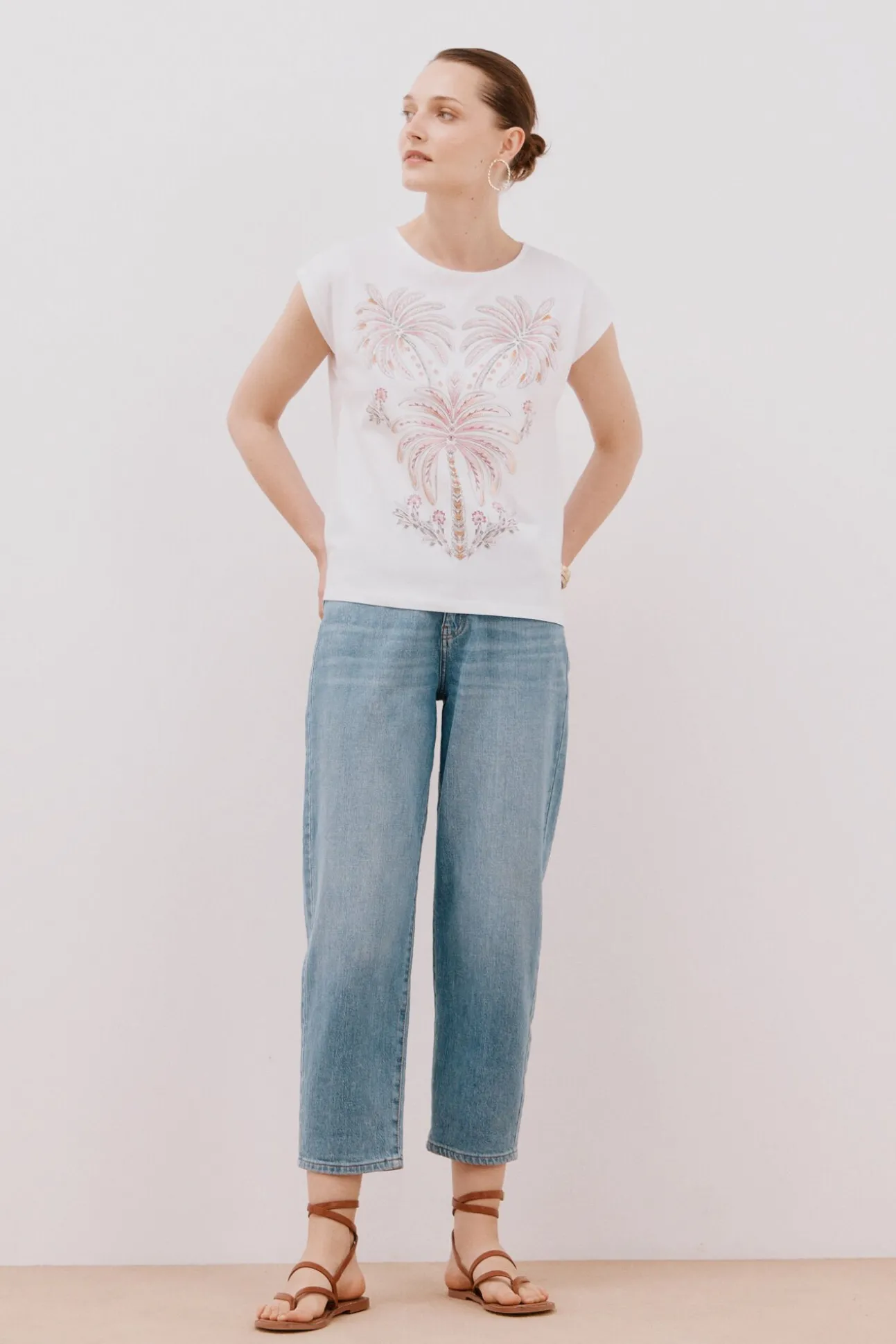 Camiseta sin mangas estampada