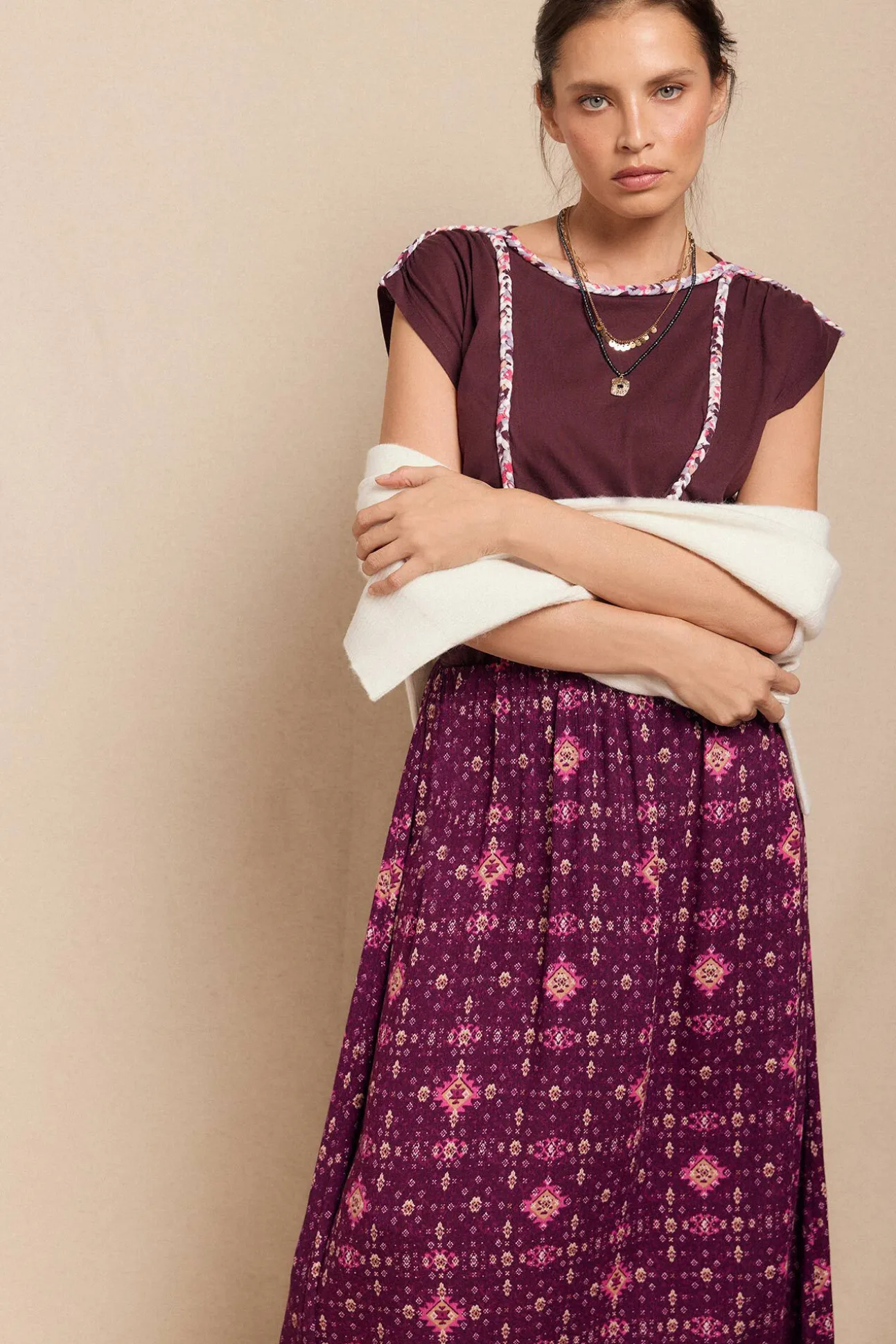 Camiseta trenza fruncida