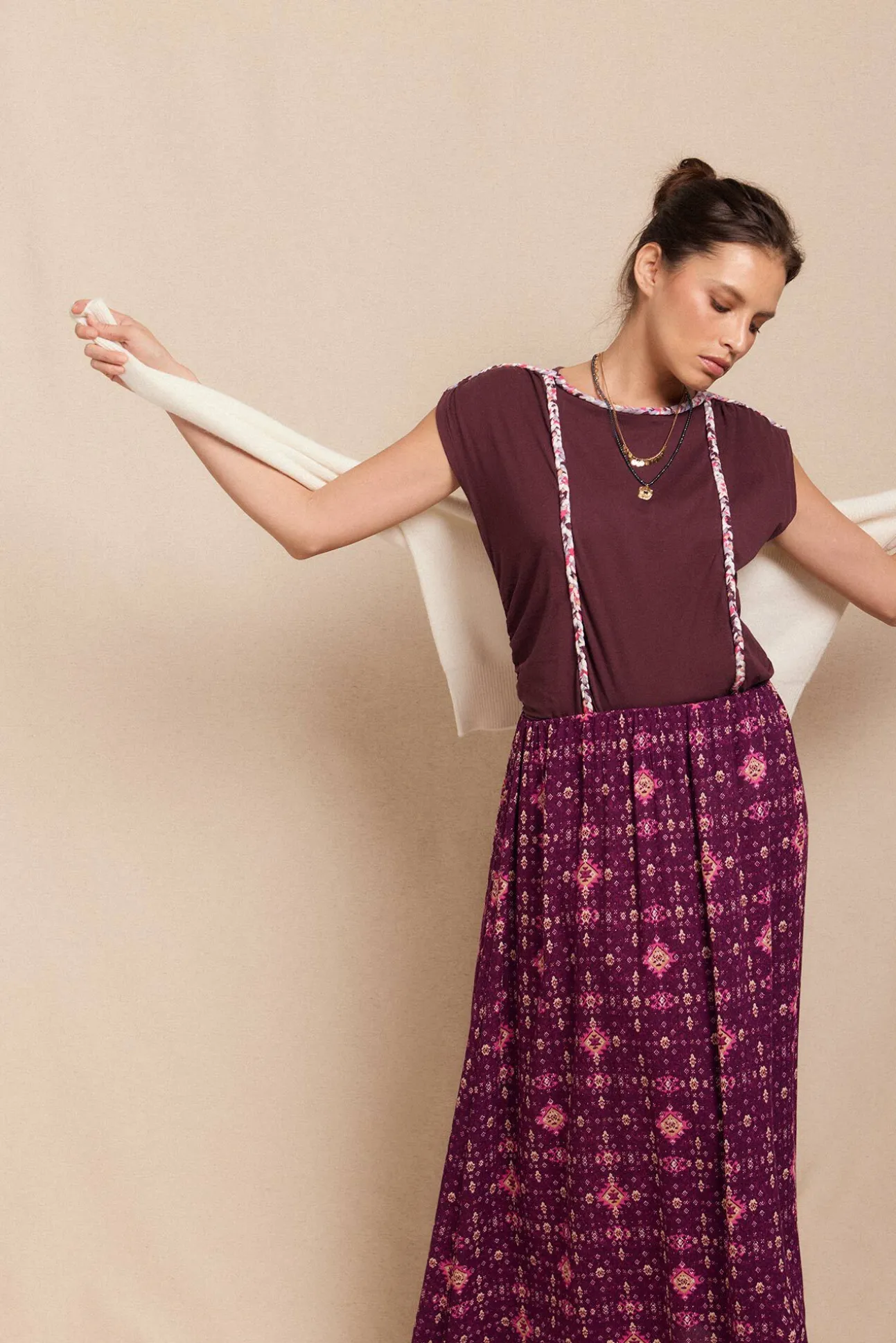 Camiseta trenza fruncida