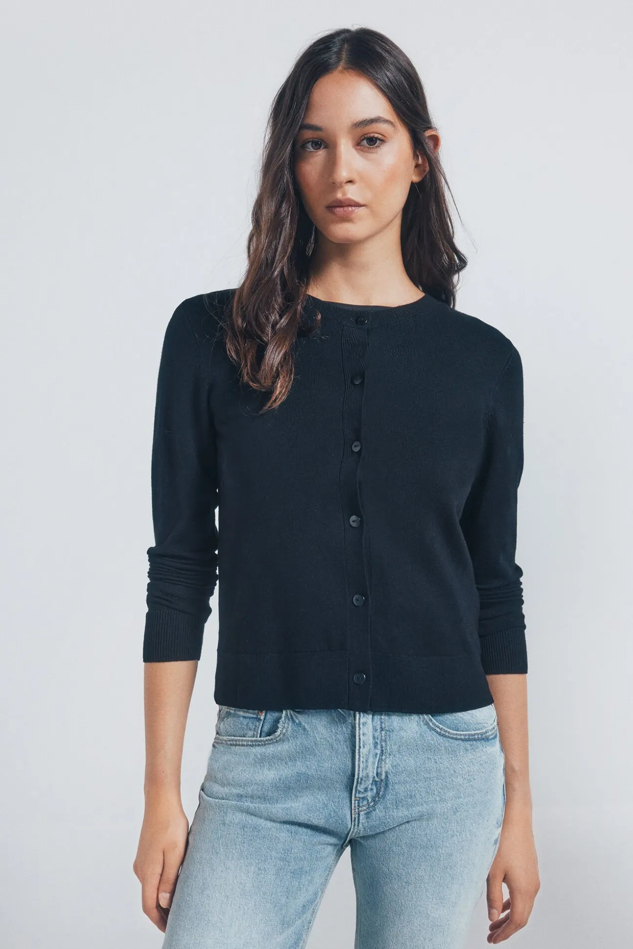 Cardigan botones cuello redondo viscosa