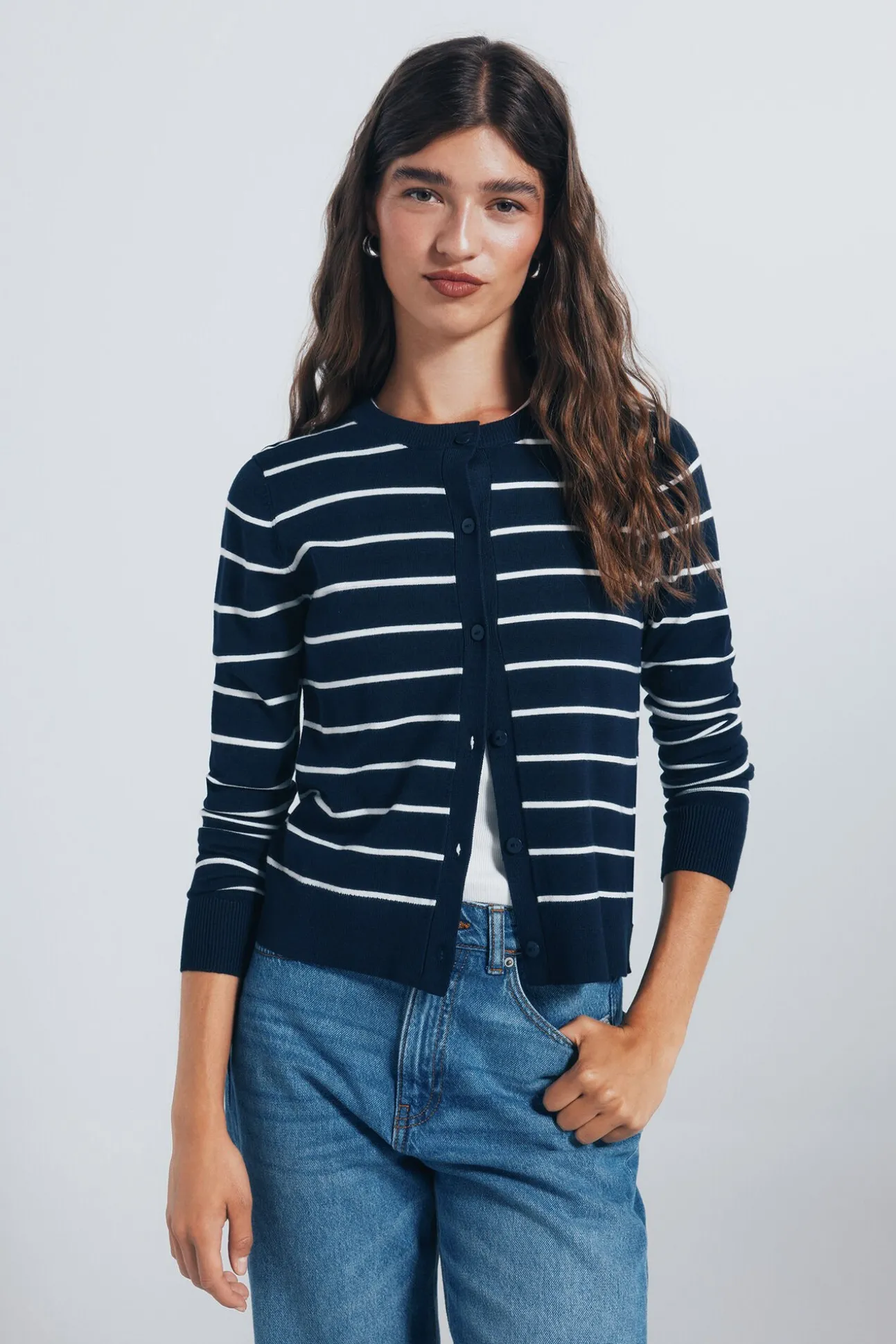Cardigan botones cuello redondo viscosa