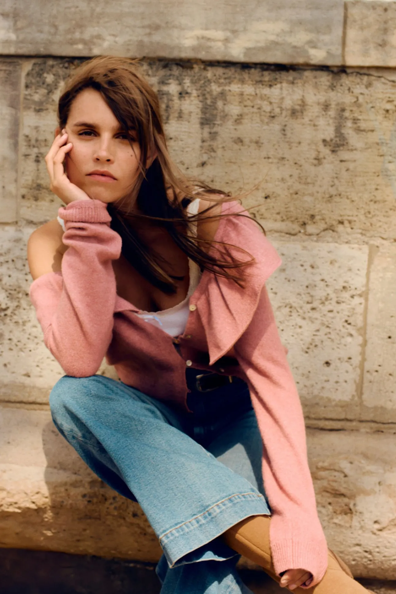 Cardigan escote volante