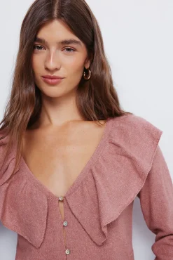 Cardigan escote volante