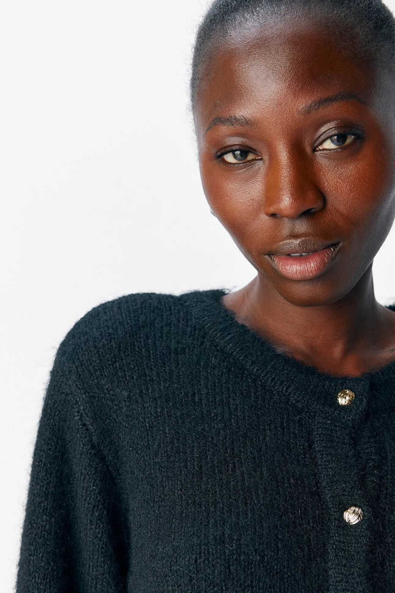 Cardigan lana cuello redondo