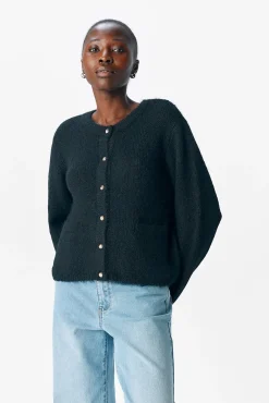 Cardigan lana cuello redondo