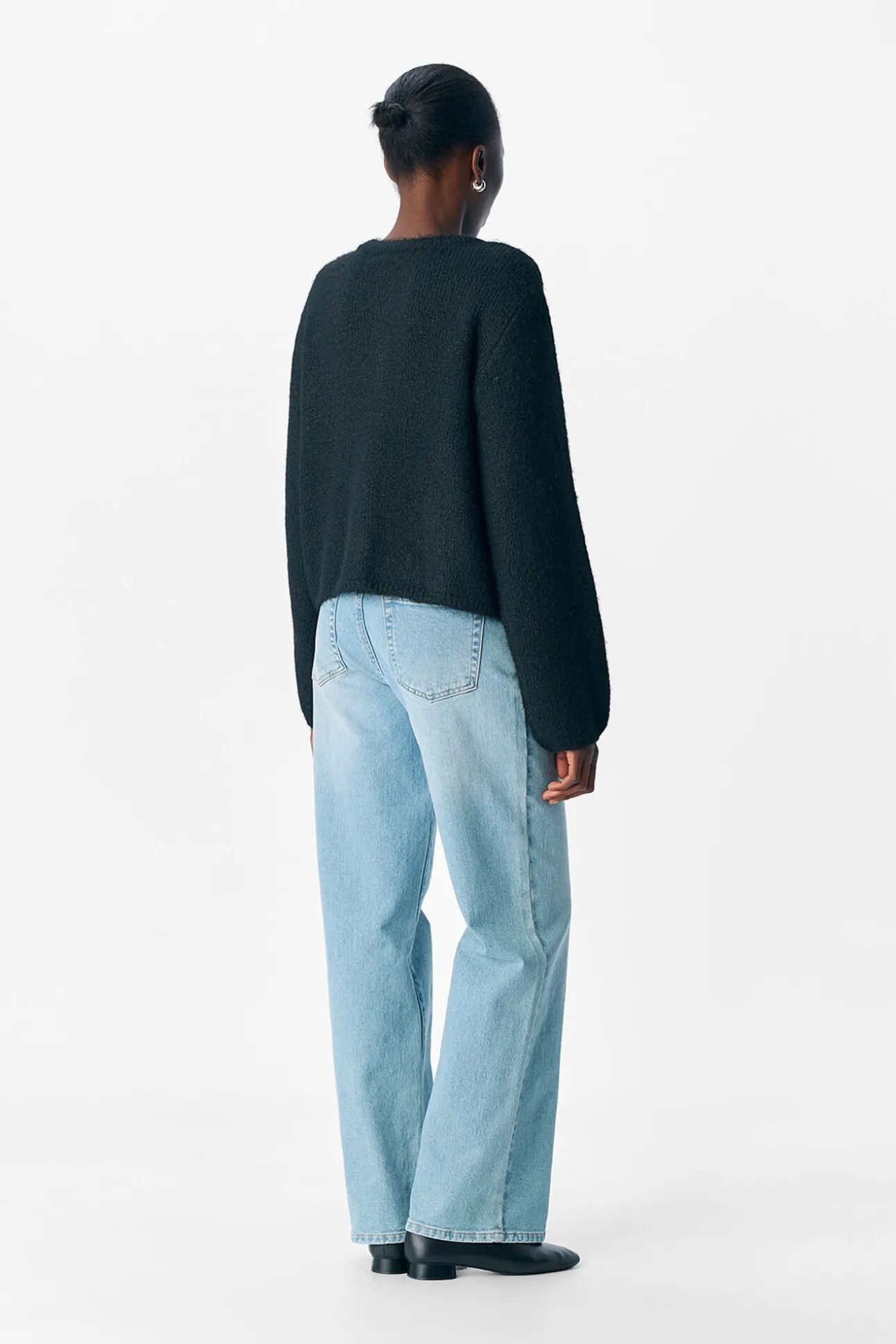 Cardigan lana cuello redondo