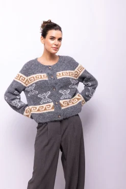 Cardigan lana estampado
