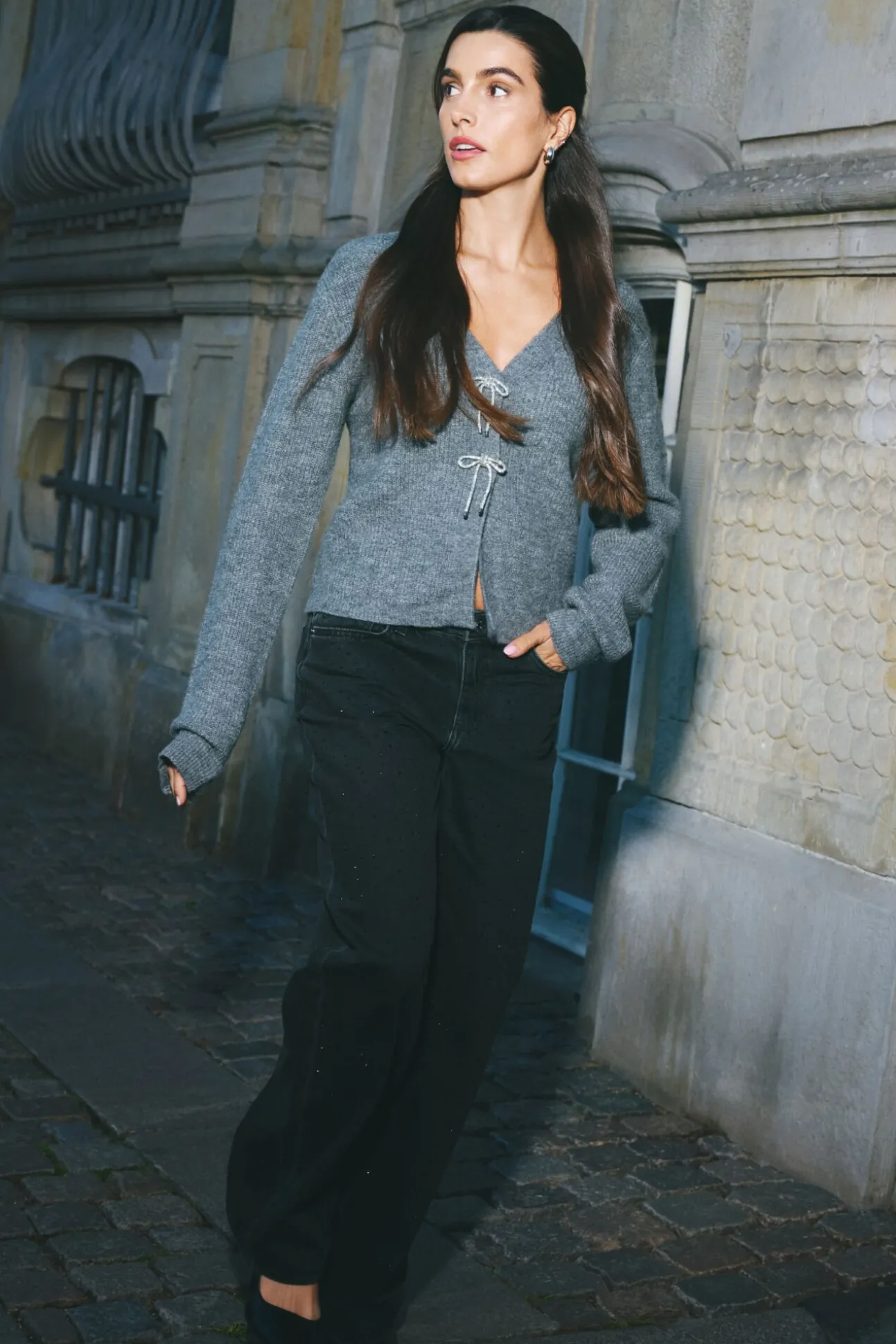 Cardigan lazos brillo