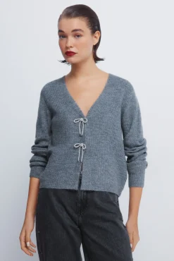 Cardigan lazos brillo