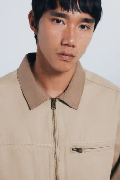 Cazadora algodón lavada contraste