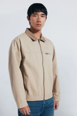 Cazadora algodón lavada contraste