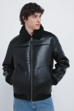 Cazadora aviador efecto piel doble faz