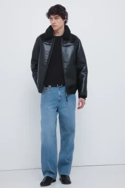 Cazadora aviador efecto piel doble faz